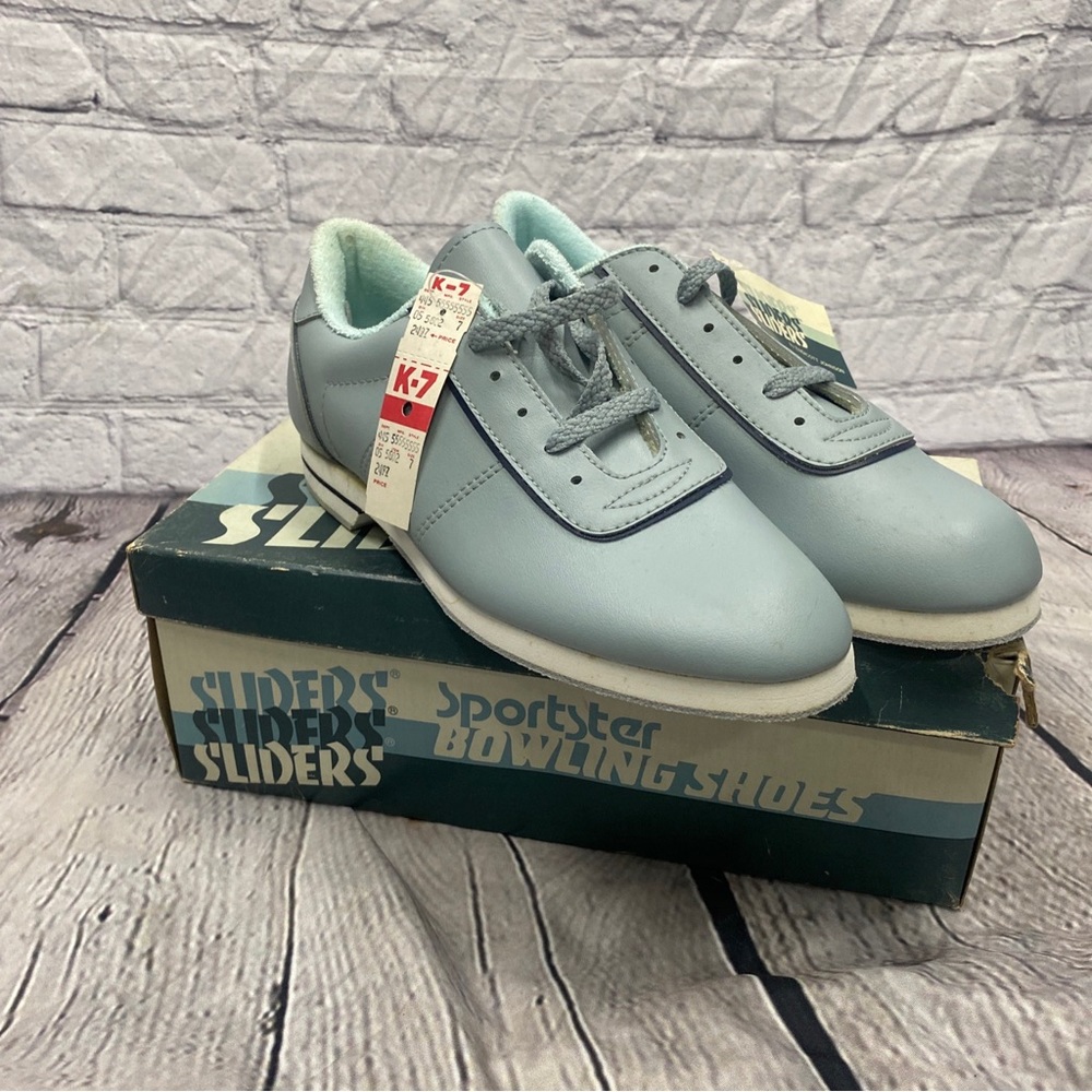 Sliders Endicott Johnson Womens Blue Bowling Shoes Size 7 Lace Up Vintage NWT